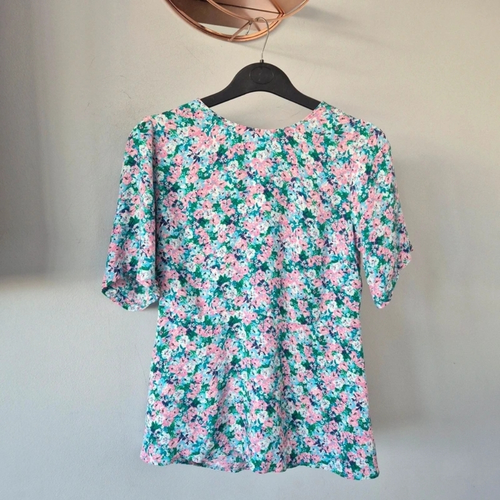 Floral Green and Pink Women's Top
